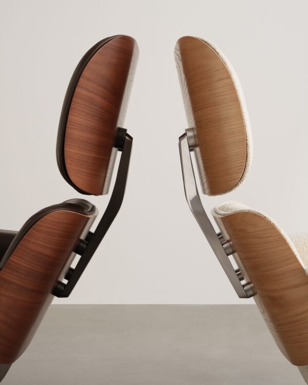 Sillón Poltrona Eames Lounge con Otomana Eco Cuero